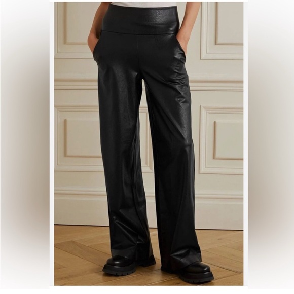 COMMANDO WIDE LEFT FAUX LEATHER HIGH WAIST WIDE LEG PANTS - Small - Picture 1 of 6